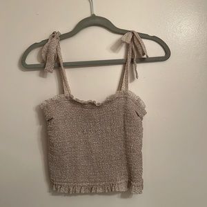 Abercrombie & fitch smocked cropped stretchy tank with tie straps